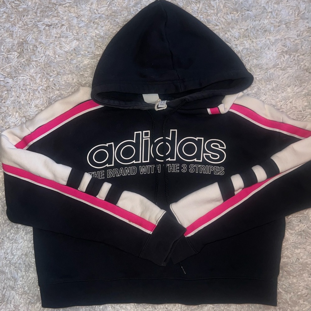 Adidas cropped moto hoodie size small